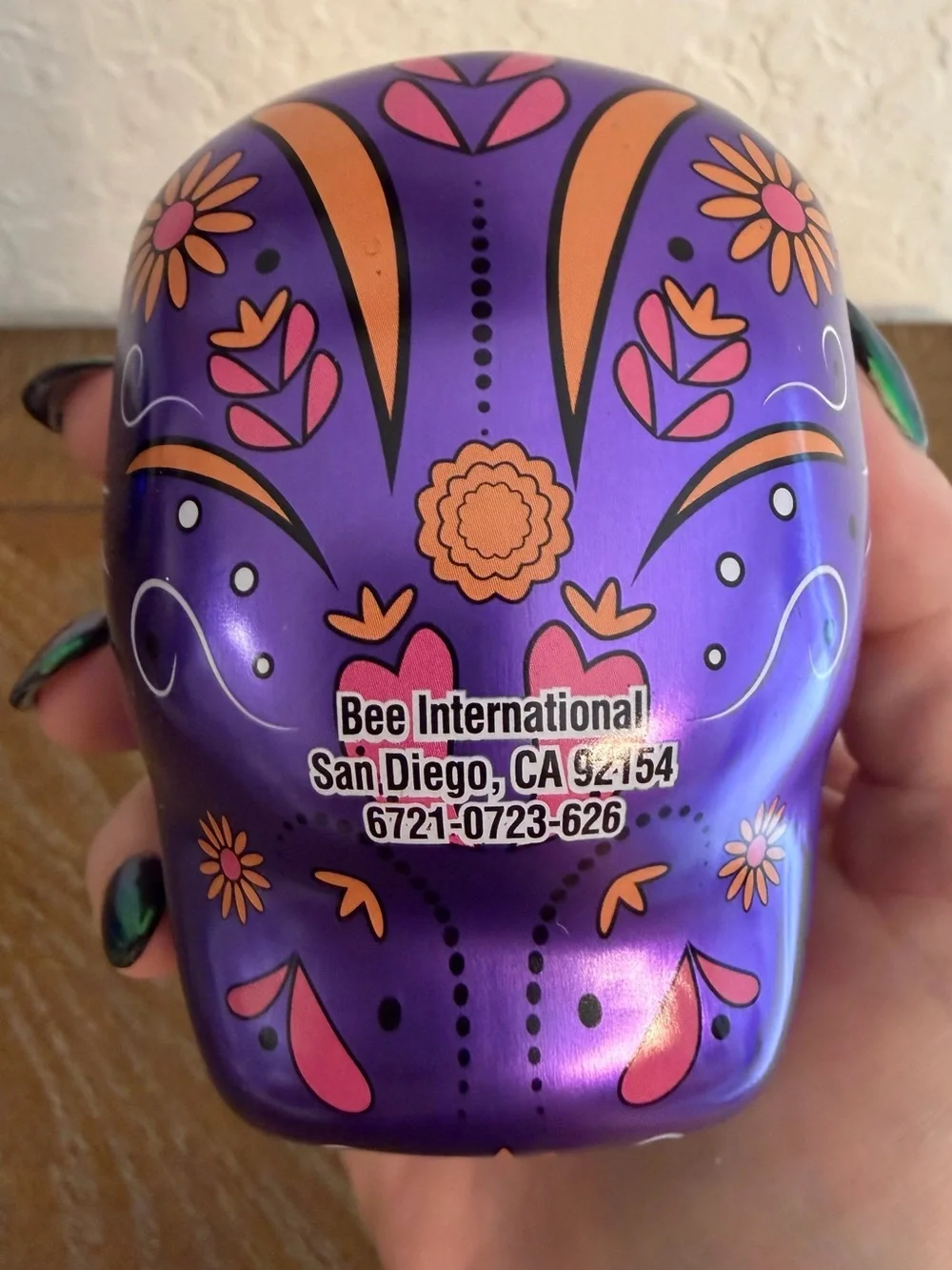 Purple Floral Sugar Skull Accent for Day of the Dead Décor